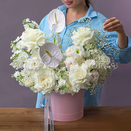 Розы Букет Белый шелк