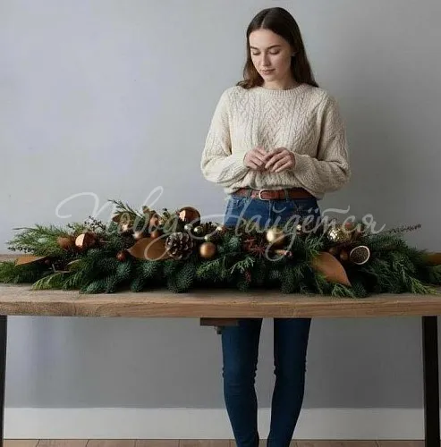 Новогодние композиции Цветочная композиция Новогодний огонёк