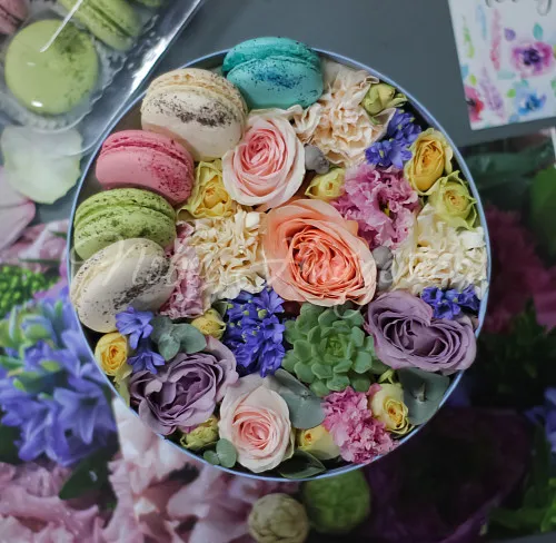 Коробки с макарун Корзина Ласковая акварель