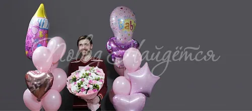 Букет на выписку из роддома Букет Набор "На рождение девочки"