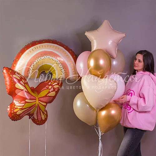 Обычные шары, облака из шаров Облако шаров "Красочная полянка"