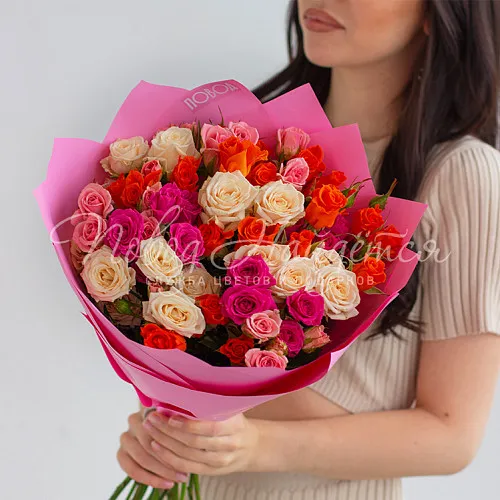 Кустовые розы Букет Тёплый разговор