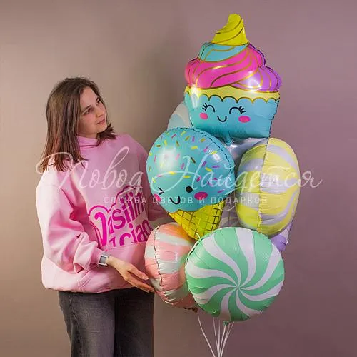Обычные шары, облака из шаров Облако шаров "Конфетки-бараночки"