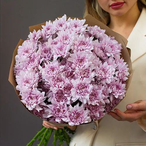 Моно Хризантемы Букет Нежный крем