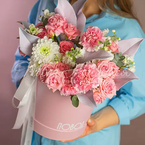 Цветы в шляпной коробке Корзина Эльвина