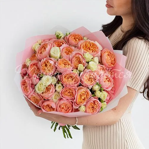 Пионовидные розы Букет Заветный миг