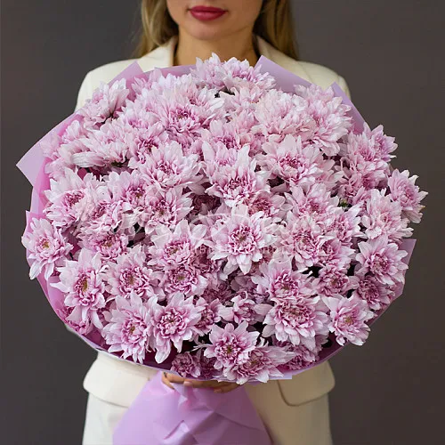 Моно Хризантемы Букет Пудровое небо