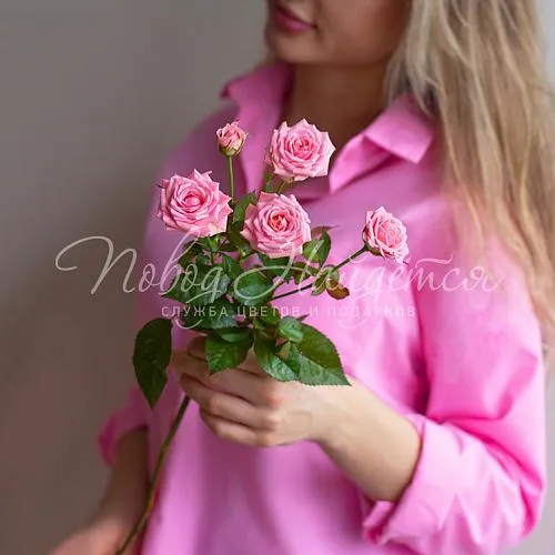 Розы Букет Кустовая розовая роза 50 см