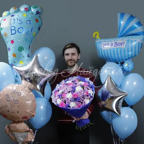 Букет на выписку из роддома Букет Набор “На рождение мальчика”