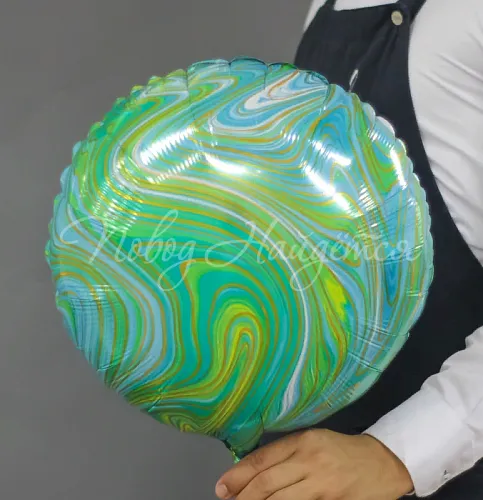 Воздушные шары Круг Зеленый мрамор