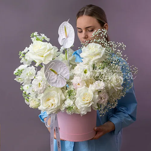Розы Букет Белый шелк