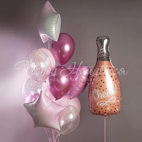 Воздушные шары Облако шаров "Розовое шампанское"