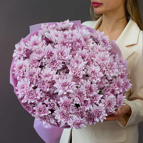 Моно Хризантемы Букет Пудровое небо