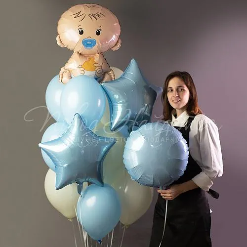 Рождение мальчика Облако шаров "Малышу"