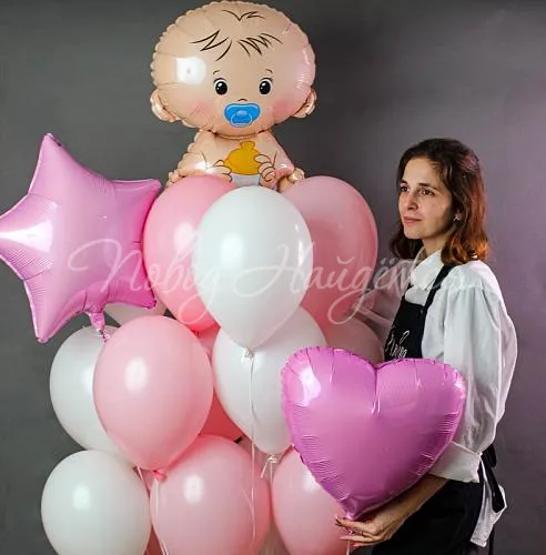 Рождение девочки Облако шаров "Привет, малыш"