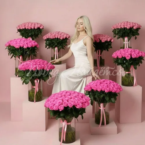 1001 роза Букет 1001 розовая роза