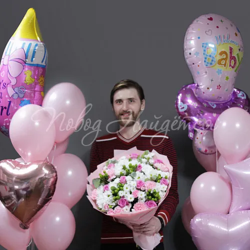 Букет на выписку из роддома Букет Набор "На рождение девочки"