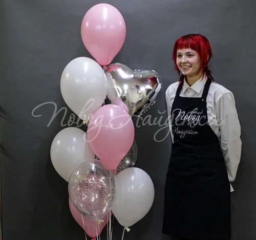 Обычные шары, облака из шаров Облако шаров "Серебряное сердце"