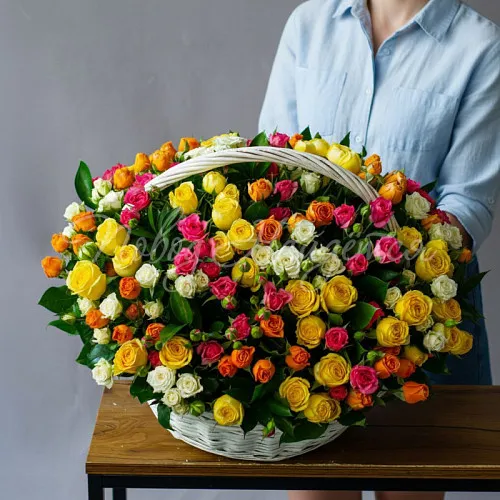 Кустовые розы Букет Красочный калейдоскоп