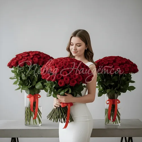 301 роза Букет Яркое трио