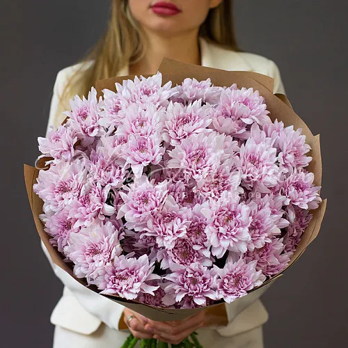 Моно Хризантемы Букет Нежный крем