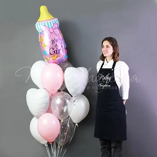 Рождение девочки Облако шаров "Розовая соска"