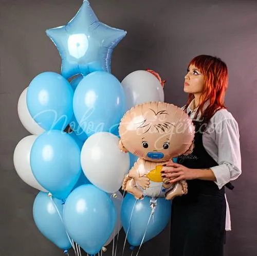 Рождение мальчика Облако шаров "Спасибо,родная"