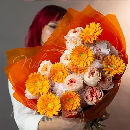 Букеты с ГЕРБЕРАМИ Букет Абрикосовое варенье