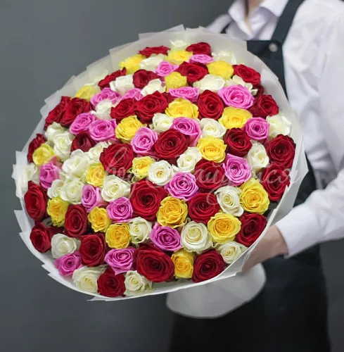 101 роза Букет Солнечный микс