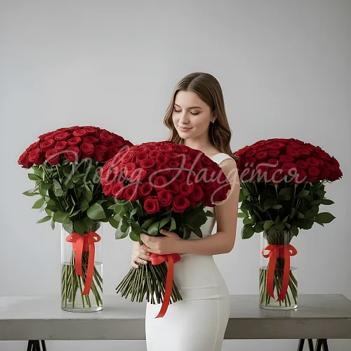 301 роза Букет Яркое трио