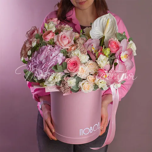 Цветы в шляпной коробке Корзина Сэнди