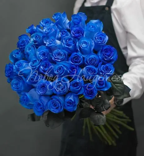 Синие розы Букет Париж