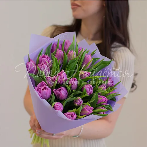 ТЮЛЬПАНЫ Букет 25 лавандовых тюльпанов