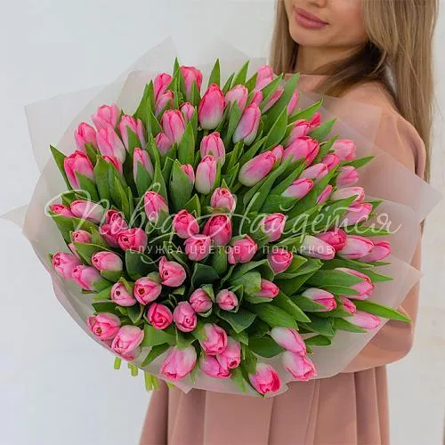 ТЮЛЬПАНЫ Букет 101 розовый тюльпан