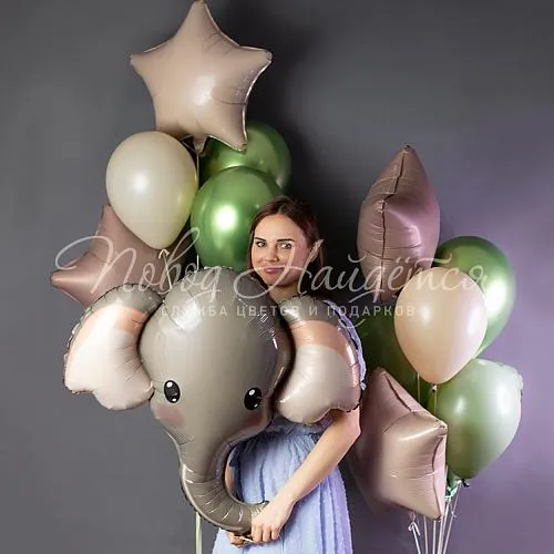 Обычные шары, облака из шаров Облако шаров "Милый слоник"