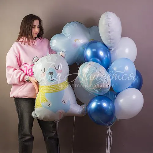 Обычные шары, облака из шаров Облако шаров "Мишка на Севере"