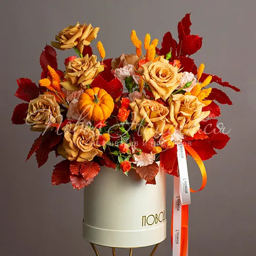 Цветы в шляпной коробке Корзина Чистое золото