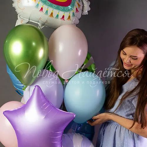 Обычные шары, облака из шаров Облако шаров "Милая лама"