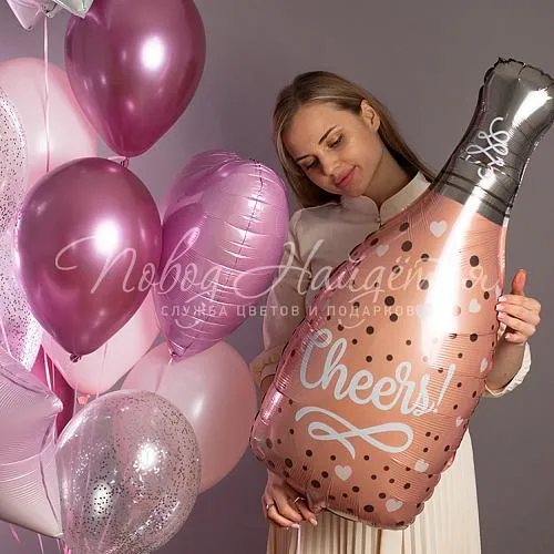 Воздушные шары Облако шаров "Розовое шампанское"