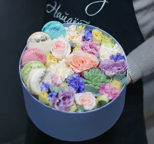 Коробки с макарун Корзина Ласковая акварель