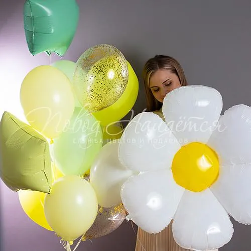 Воздушные шары Облако шаров "Привет, ромашка"