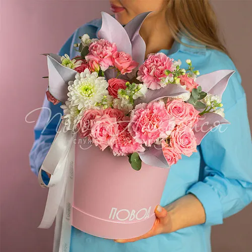 Цветы в шляпной коробке Корзина Эльвина