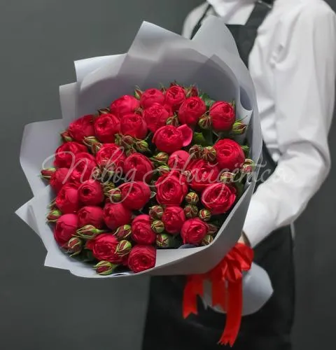 Пионовидные розы Букет Бордовое искушение