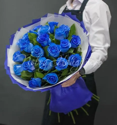 Синие розы Букет Синий иней