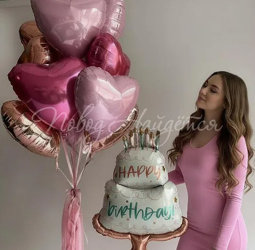 Обычные шары, облака из шаров Облако шаров "Именинный торт"