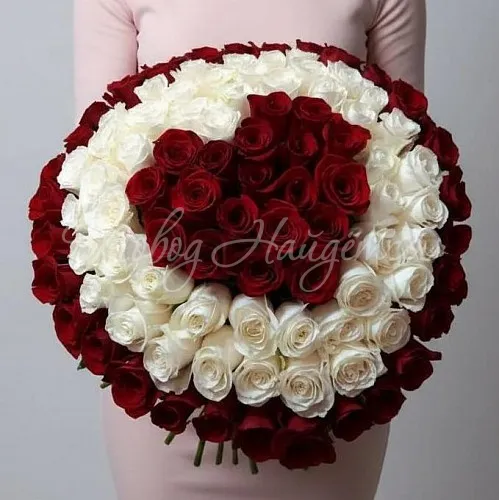 101 роза Букет Горячее Сердце