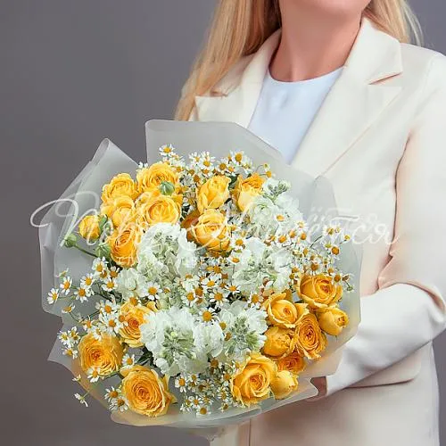 Пионовидные розы Букет Белый стих