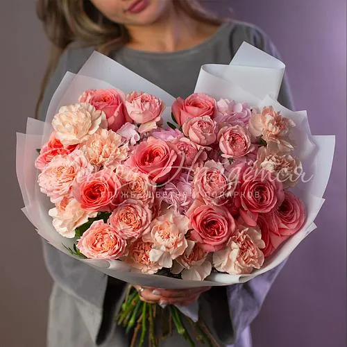 Пионовидные розы Букет Драгоценная моя