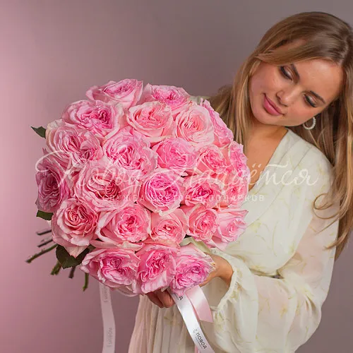 Пионовидные розы Букет Розовое вино