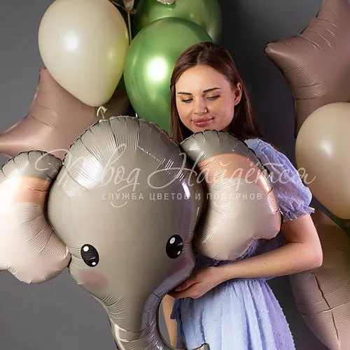 Обычные шары, облака из шаров Облако шаров "Милый слоник"